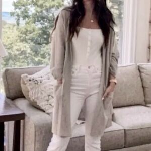 DONNI Micro Stripe Ribbed Lightweight Open Duster Cardigan One Size  🧡